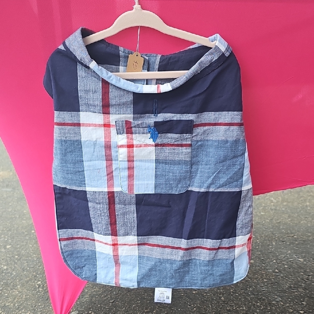Classic Plaid Dog Shirt in Navy and Red